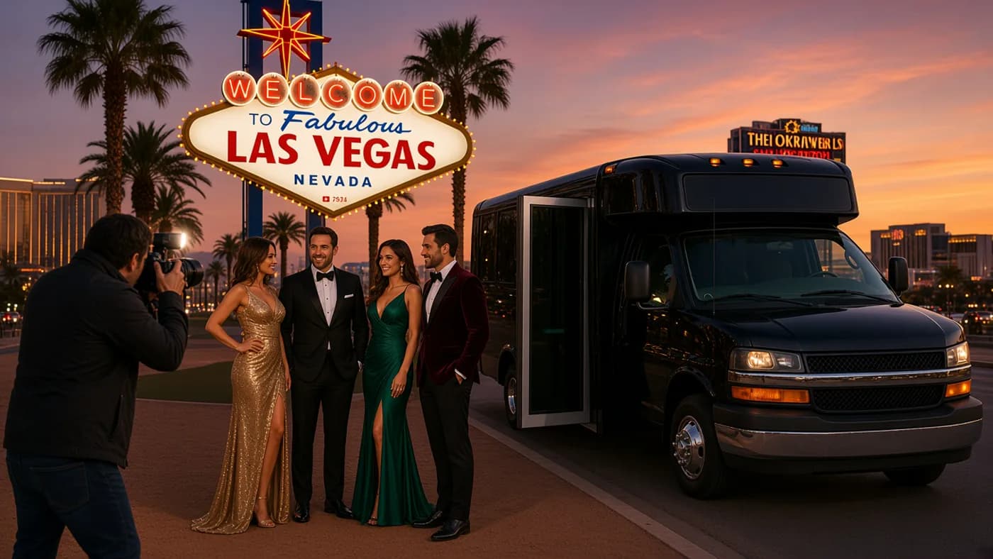 Wedding Photo Transportation Planning for a Las Vegas wedding party bus