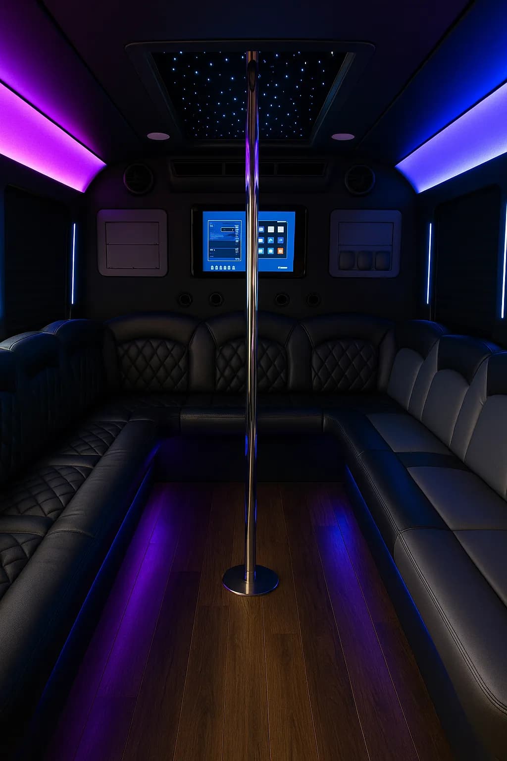 18 Passenger Party Bus interior