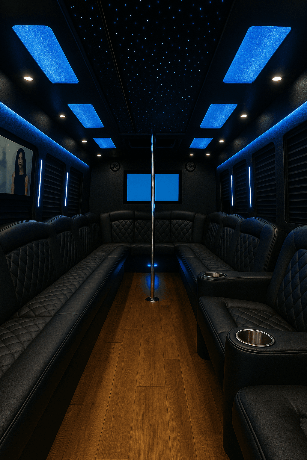 30 Passenger Party Bus interior