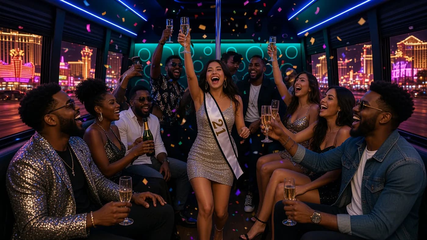 21st Birthday party bus in Las Vegas