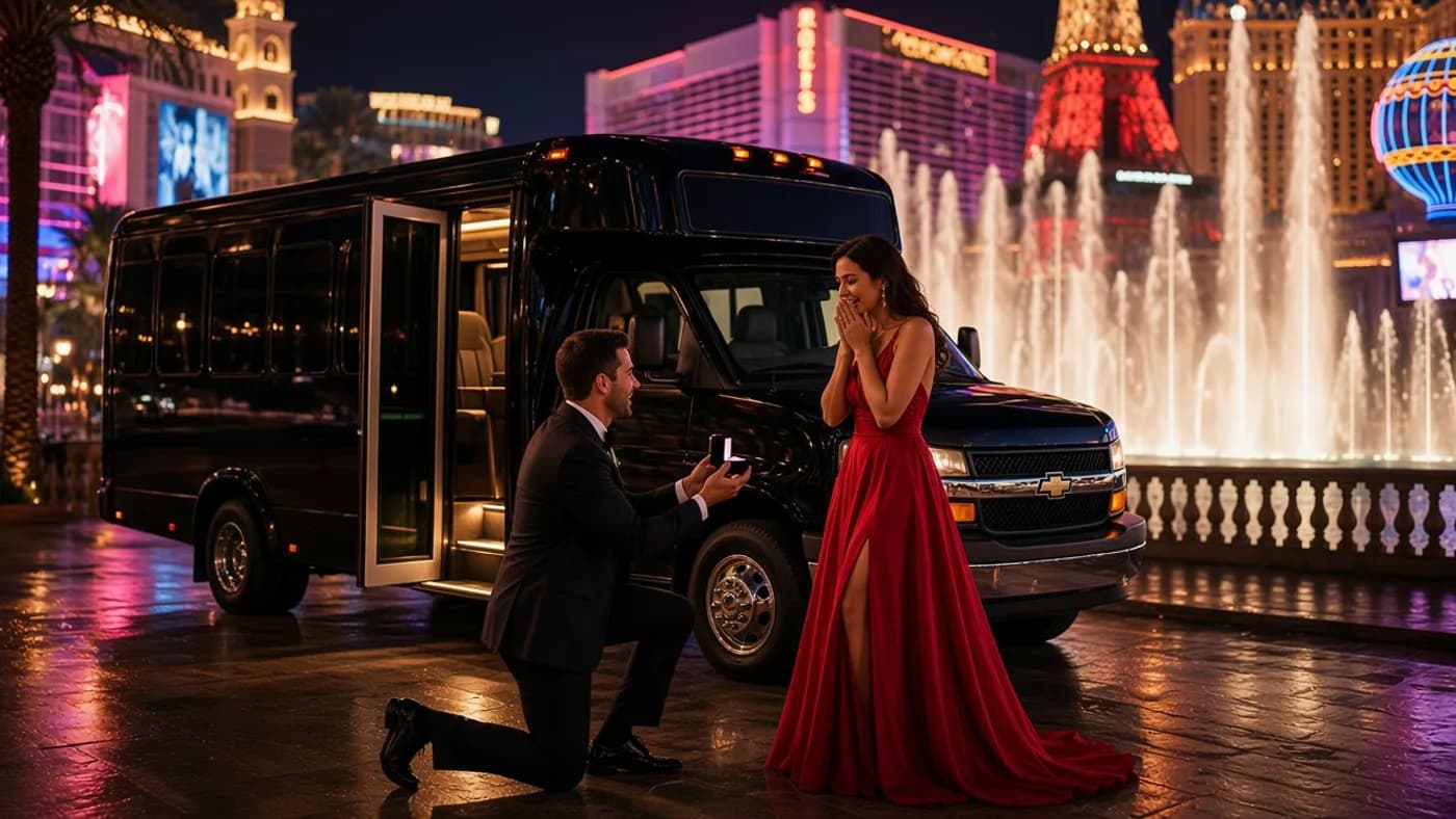 Proposal party bus in Las Vegas