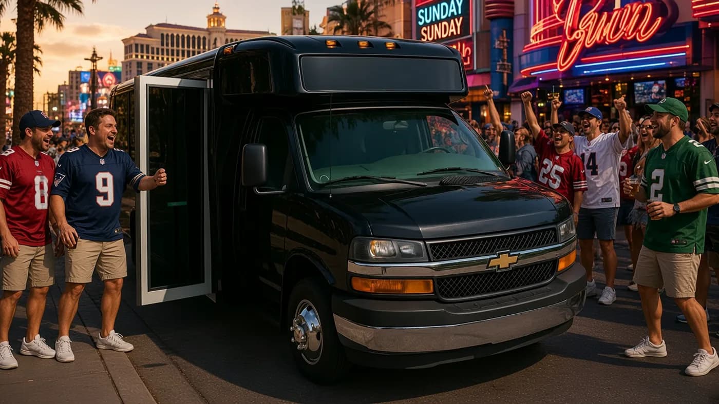 Super Bowl party bus in Las Vegas
