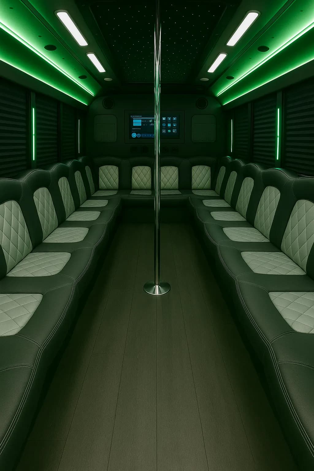 40 Passenger Party Bus interior
